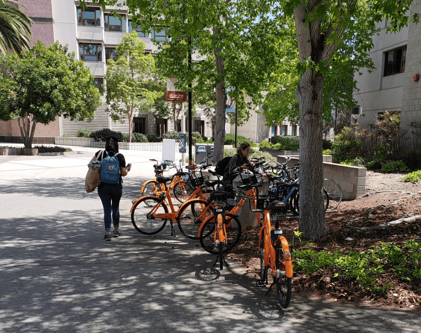 Spin bike blocking sidewalk