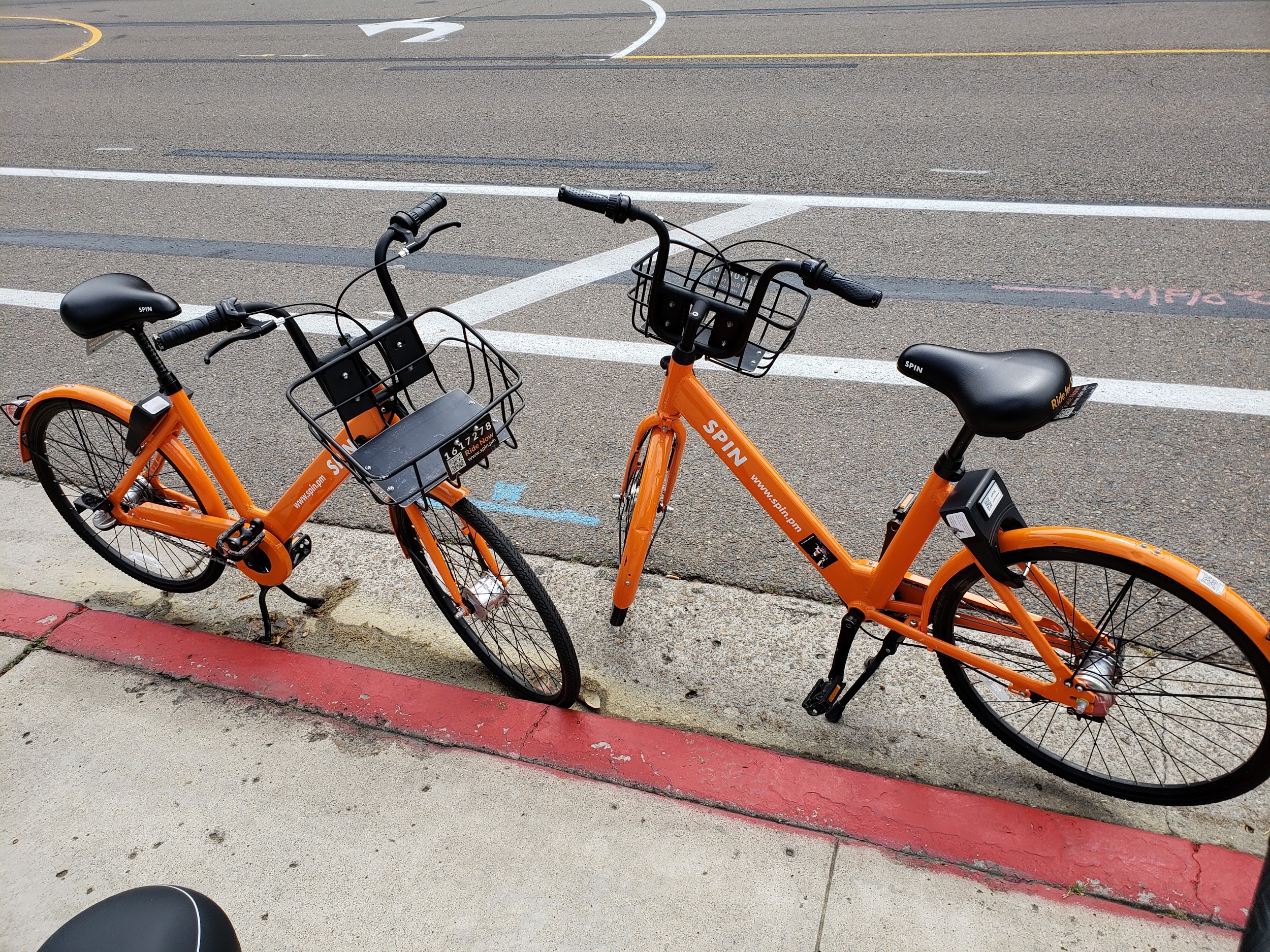 Spin bikes blocking sidewalk