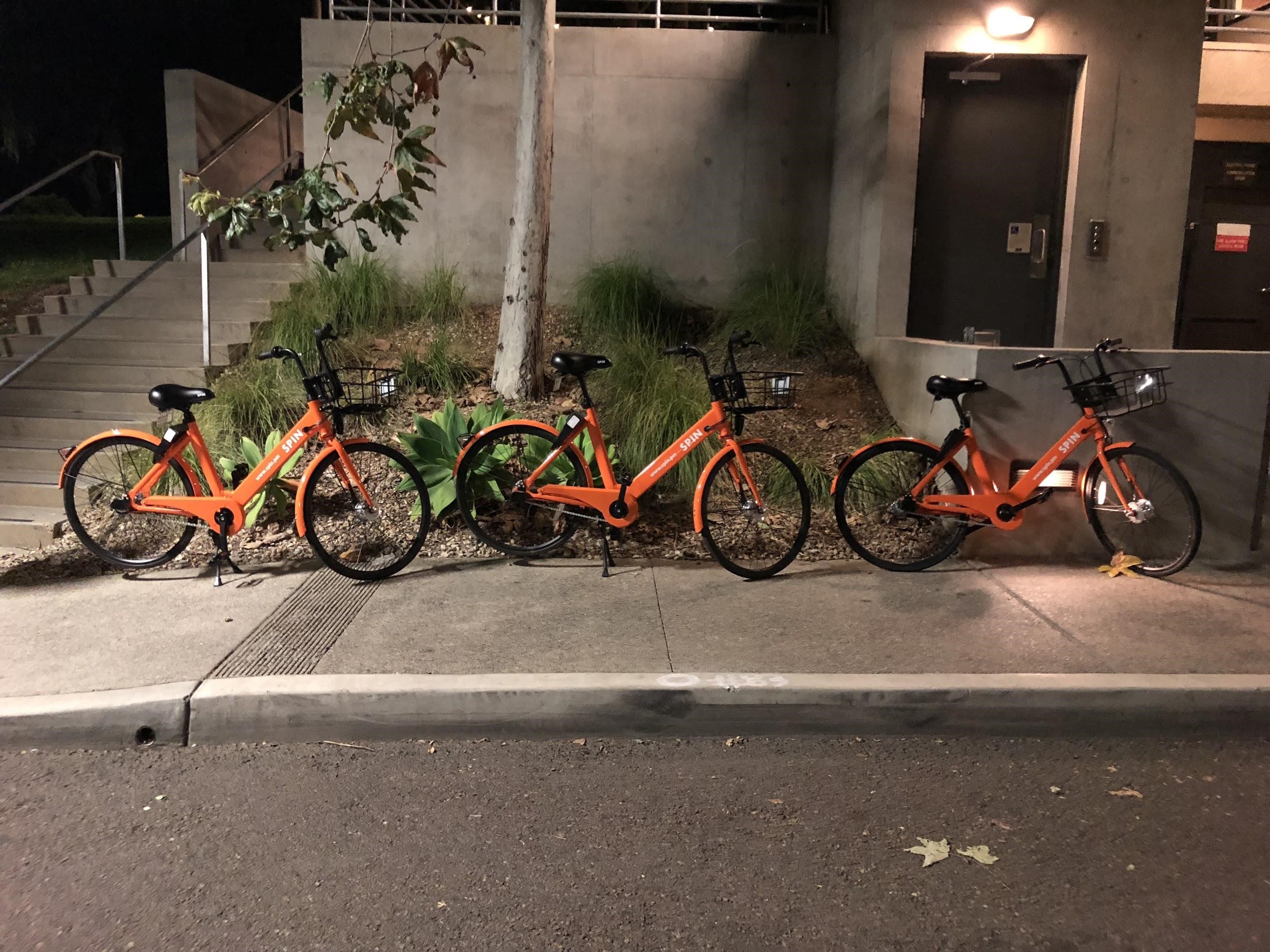 Spin bikes blocking sidewalk